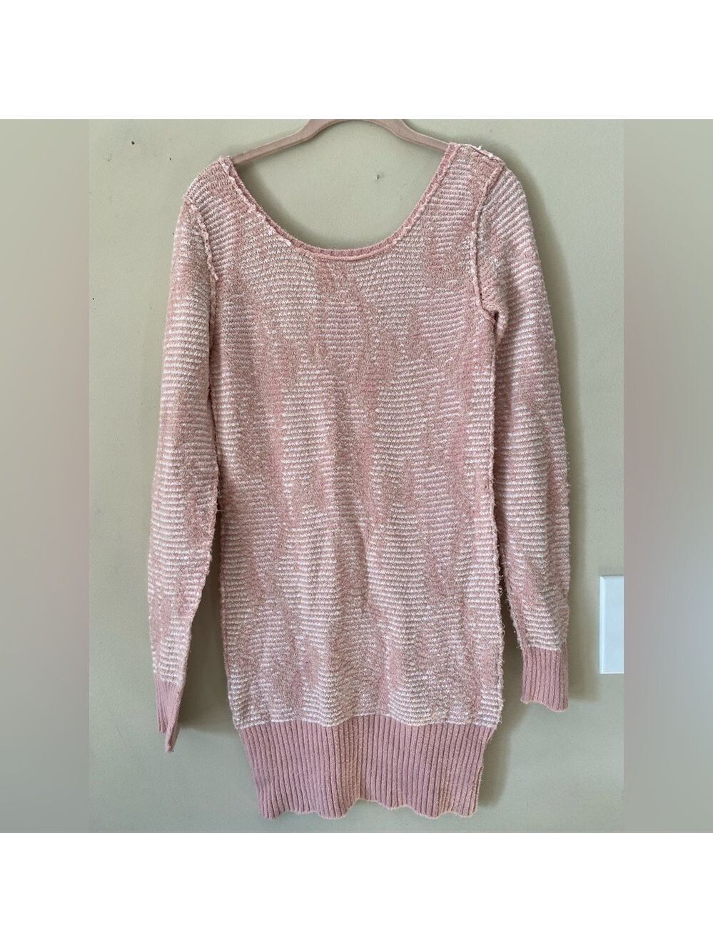 Free People Pink/White Tunic Sweater M